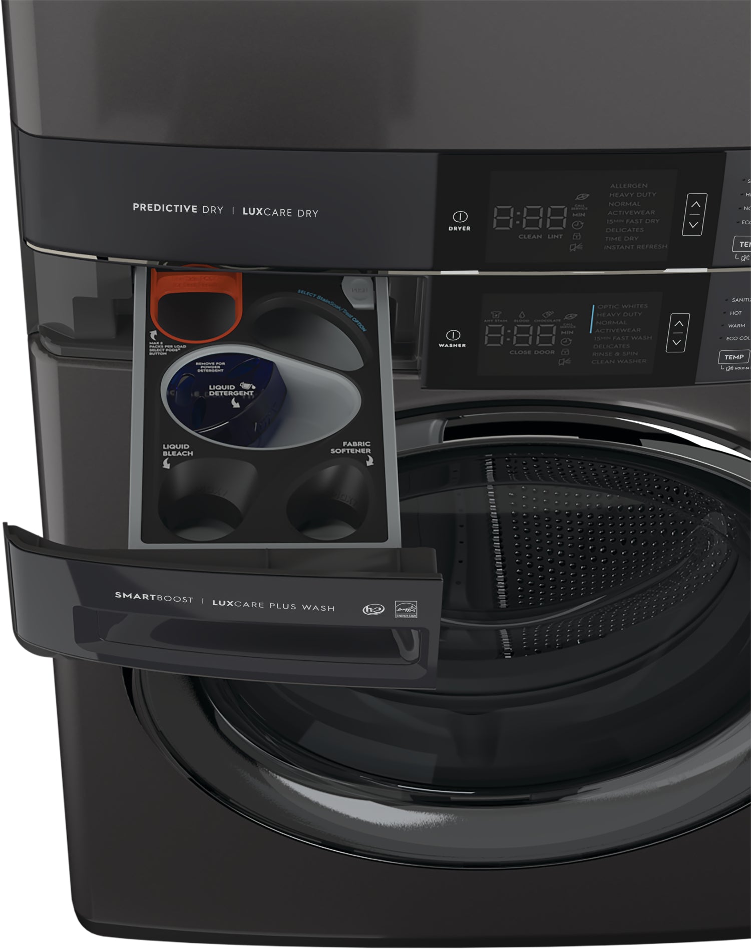 Electrolux Titanium Laundry Tower with SmartBoost® Washer (5.2 Cu.Ft) & Electric Dryer (8 Cu.Ft) - ELTE760CAT