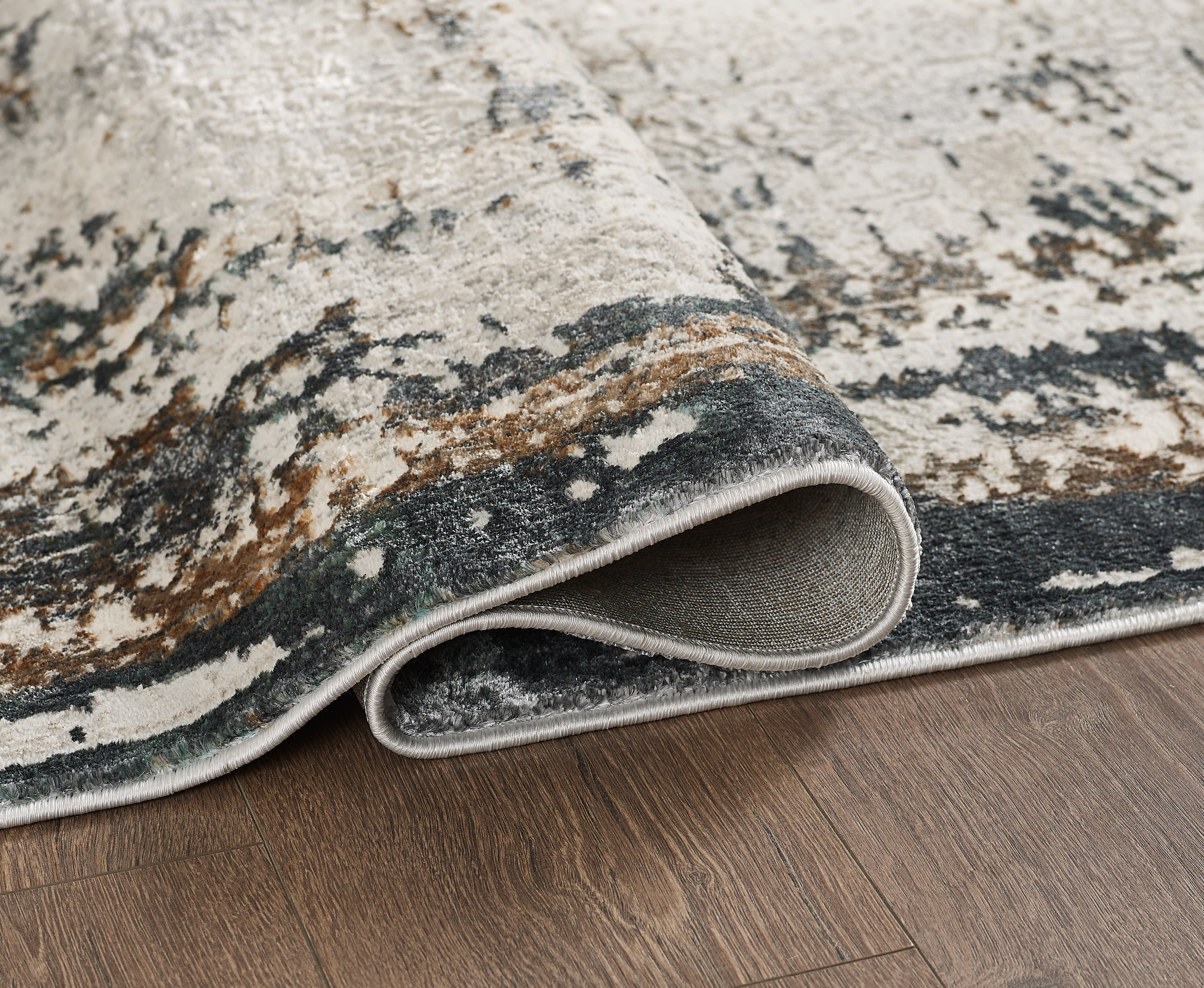 Merinos Emojy 6'6" x 9'5" Area Rug with Underpad - Cream, Grey