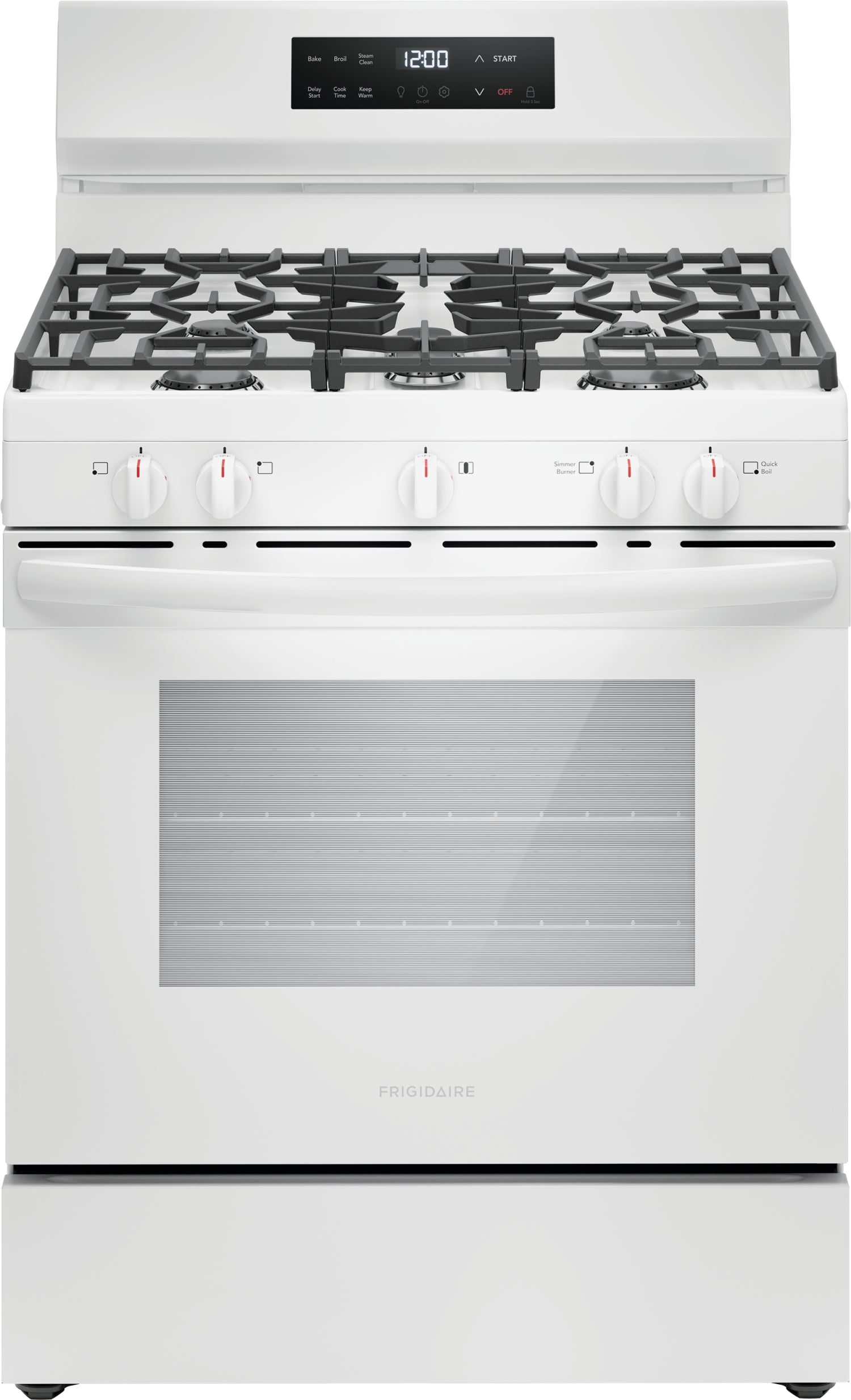 Frigidaire White 30" Gas Range with Quick Boil and Even Baking Technology (5.1 Cu. Ft) - FCRG3062AW