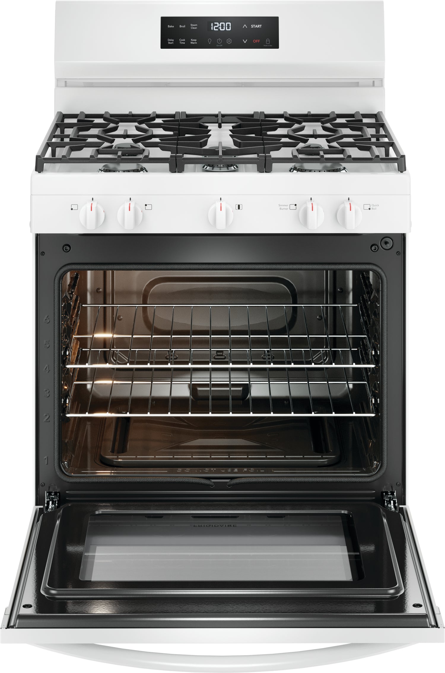 Frigidaire White 30" Gas Range with Quick Boil and Even Baking Technology (5.1 Cu. Ft) - FCRG3062AW