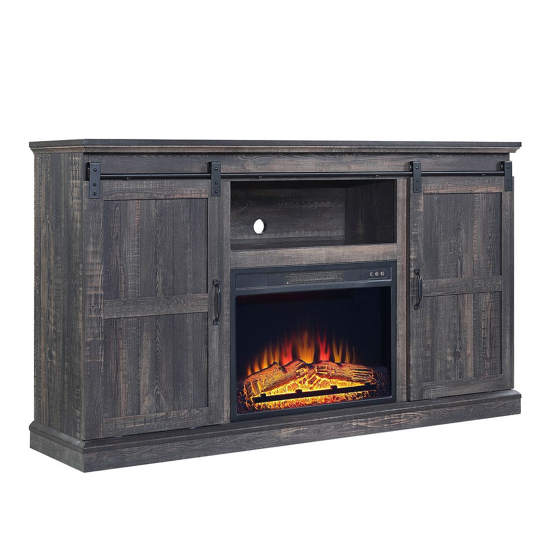 Bunessan 60" Fireplace TV Stand - Heavy Brown