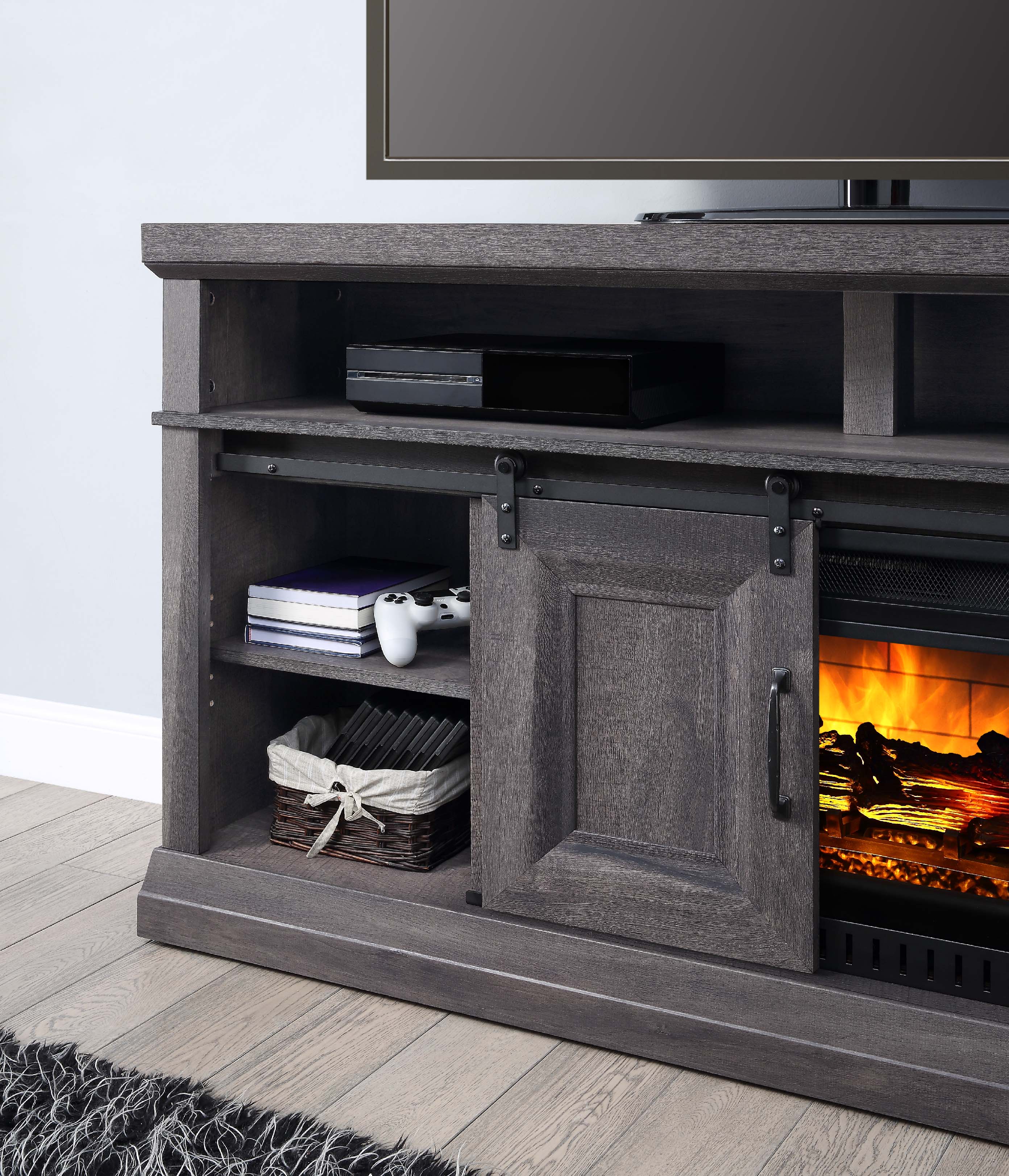 Preston 59.75" Fireplace TV Stand - Charcoal