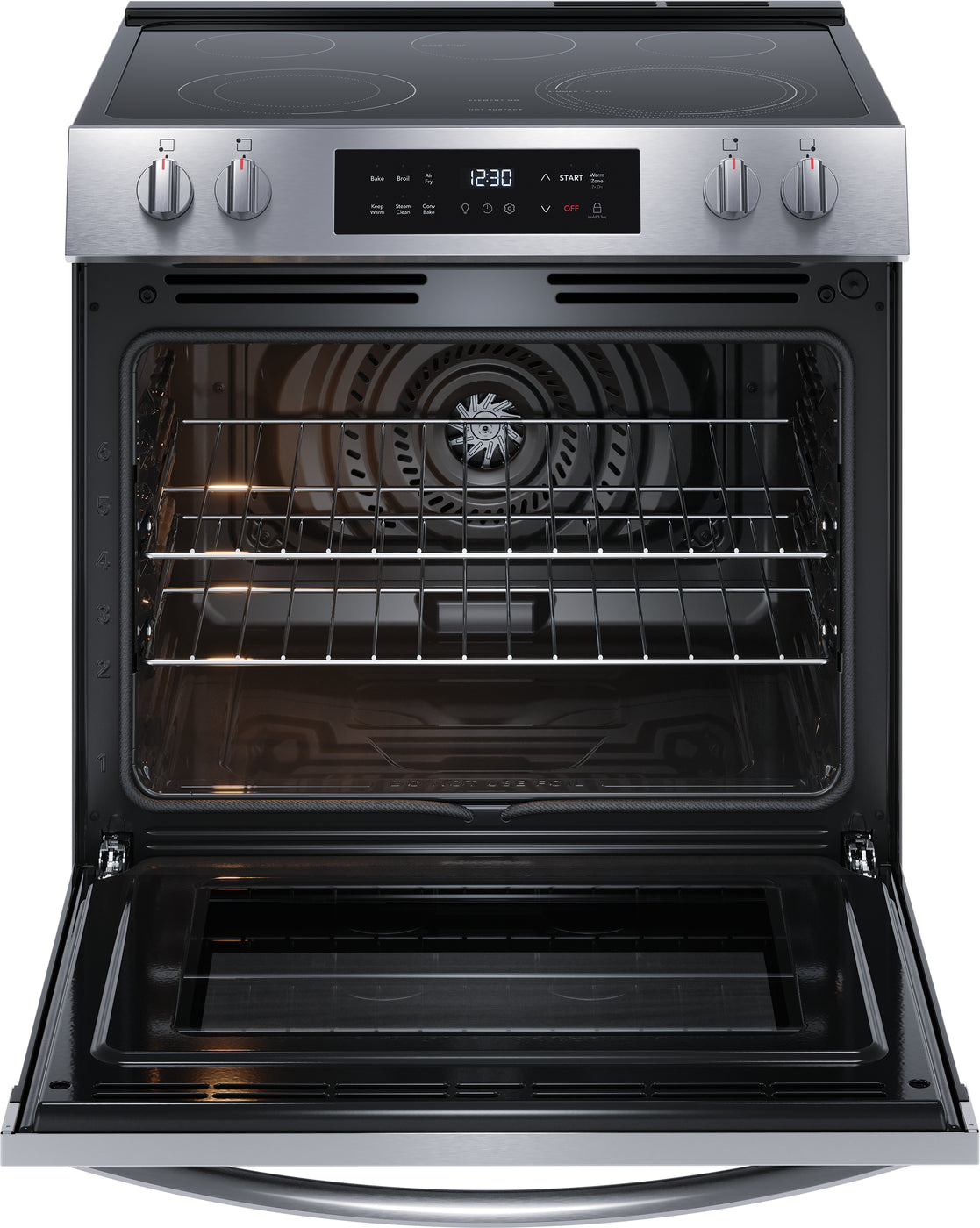 Frigidaire Stainless Steel 30" Front Control Electric Range with Air Fry (5.3 Cu. Ft.) - FCFE308CBS