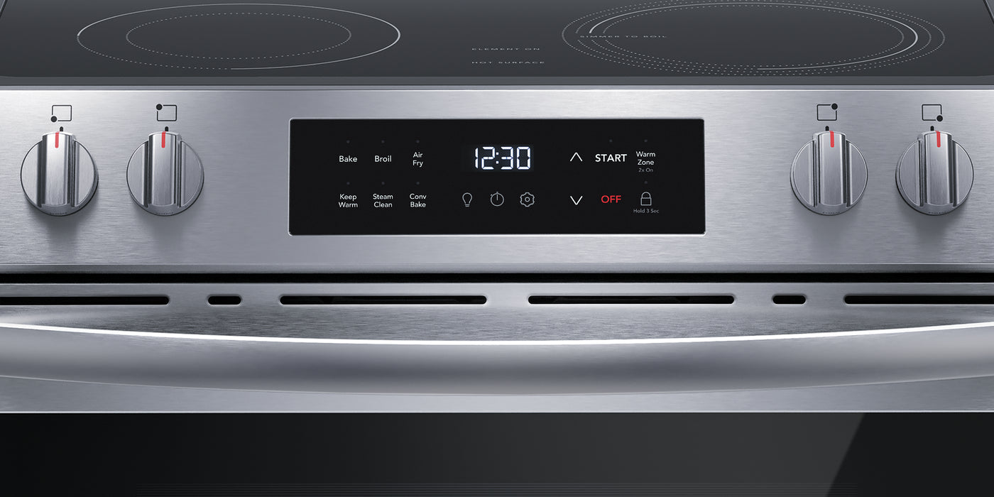 Frigidaire Stainless Steel 30" Front Control Electric Range with Air Fry (5.3 Cu. Ft.) - FCFE308CBS
