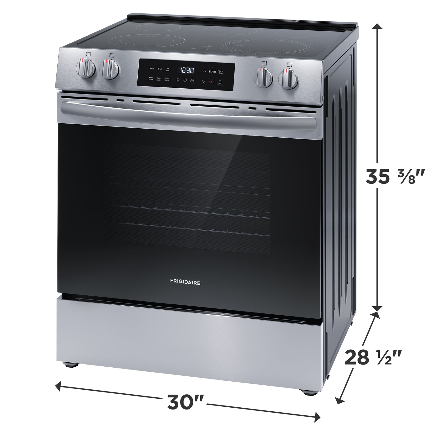 Frigidaire Stainless Steel 30" Front Control Electric Range with Air Fry (5.3 Cu. Ft.) - FCFE308CBS