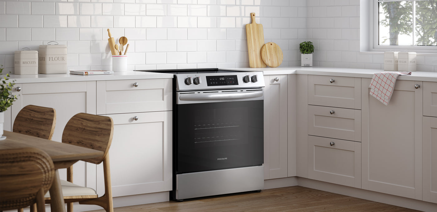 Frigidaire Stainless Steel 30" Front Control Electric Range with Air Fry (5.3 Cu. Ft.) - FCFE308CBS