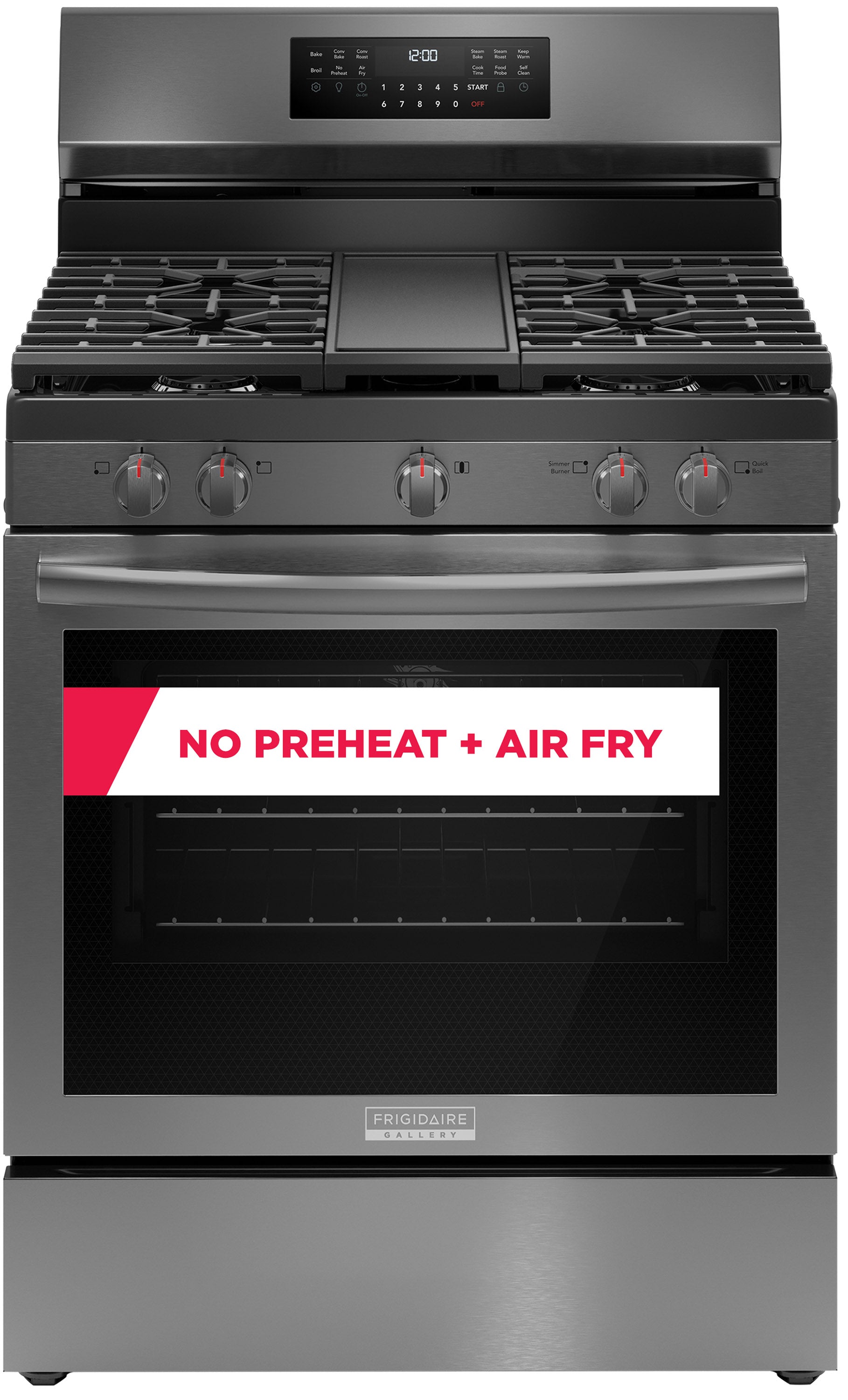 Frigidaire Gallery Smudge-Proof® Black Stainless Steel 30" Rear Control Gas Range (5.1 Cu. Ft) - GCRG3060BD