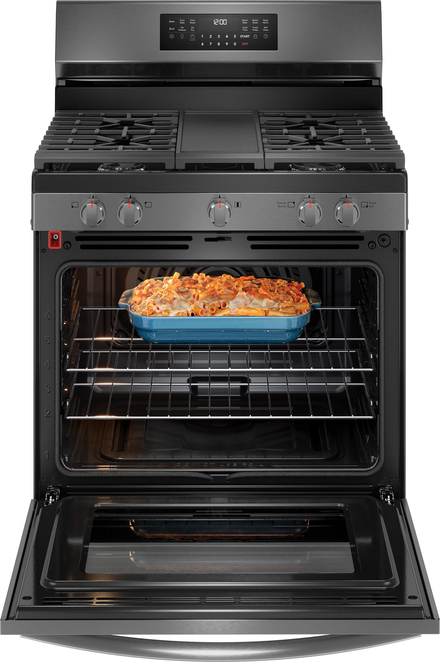 Frigidaire Gallery Smudge-Proof® Black Stainless Steel 30" Rear Control Gas Range (5.1 Cu. Ft) - GCRG3060BD