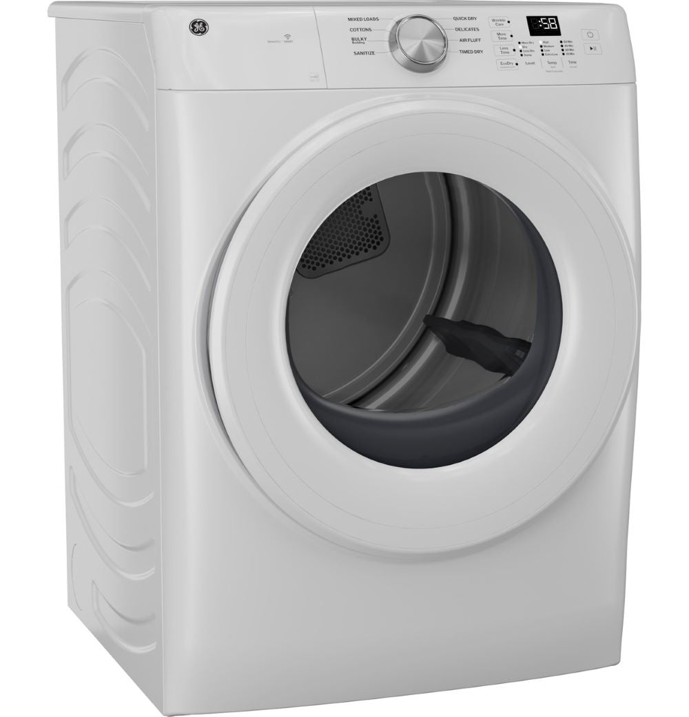 GE 7.8 cu. ft. Capacity Front Load Electric Dryer with Sanitize Cycle, Control Lock and WiFi, White - GFD35ESMYWW