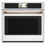 CAFÉ™ Professional Series 30" Matte White Smart Wall Oven front view with touchscreen and large glass door