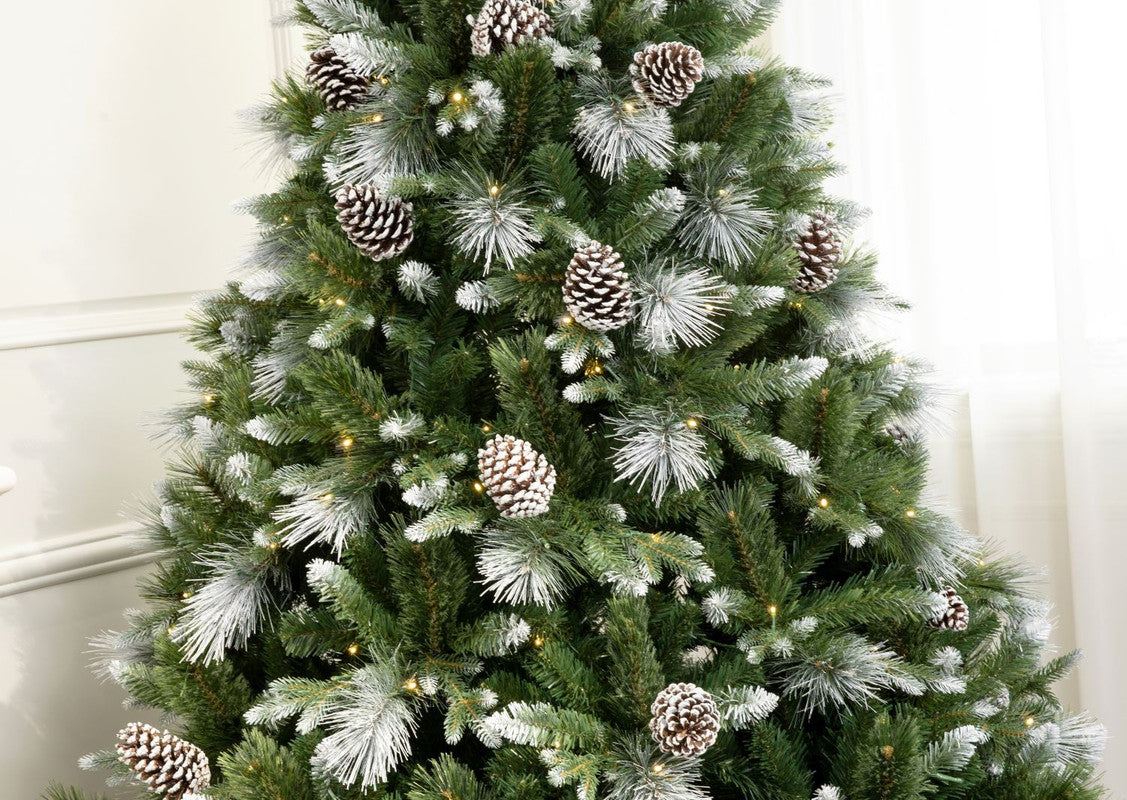 Galway 6 Ft Frosted White Spruce Christmas Tree Pre-lit with Warm White LED Lights - Clear/Warm White
