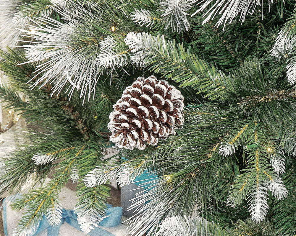 Galway 6 Ft Frosted White Spruce Christmas Tree Pre-lit with Warm White LED Lights - Clear/Warm White