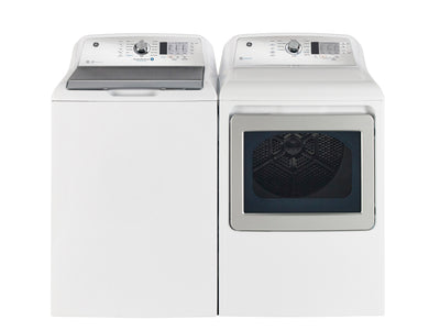 GE White Top-Load Washer with SaniFresh (5.2 Cu. Ft.) & GE White Electric Dryer (7.4 Cu. Ft.) - GTW685BMRWS/GTD65EBMRWS