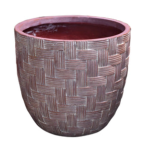 Garden Party Woven Texture Small Planter - Red, Brown