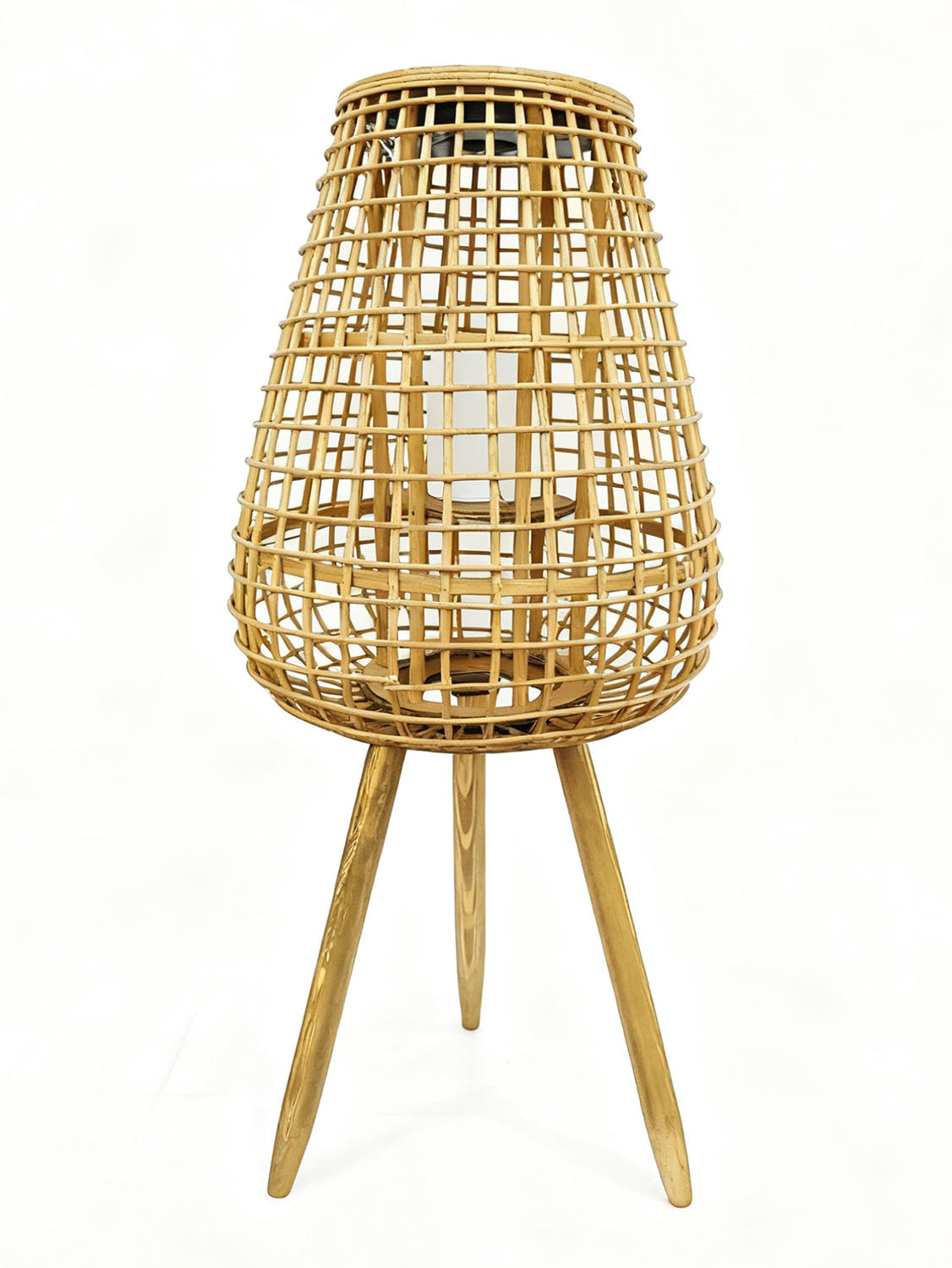 Garden Party 30.3" Solar Rattan Woven Lamp - Natural