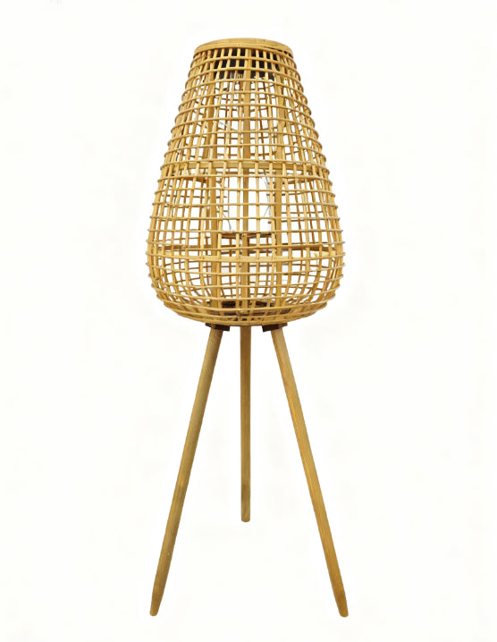 Garden Party 37.8" Solar Rattan Woven Lamp - Natural
