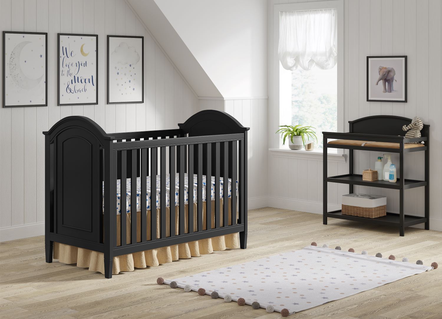 Delia Cottage Crib - Black