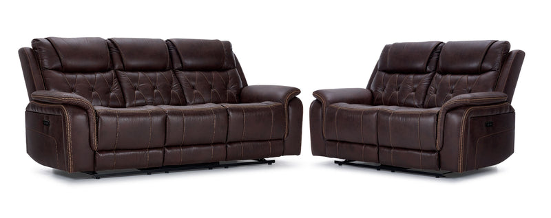 Laredo Power Reclining Sofa and Loveseat Set - Walnut | Leon's