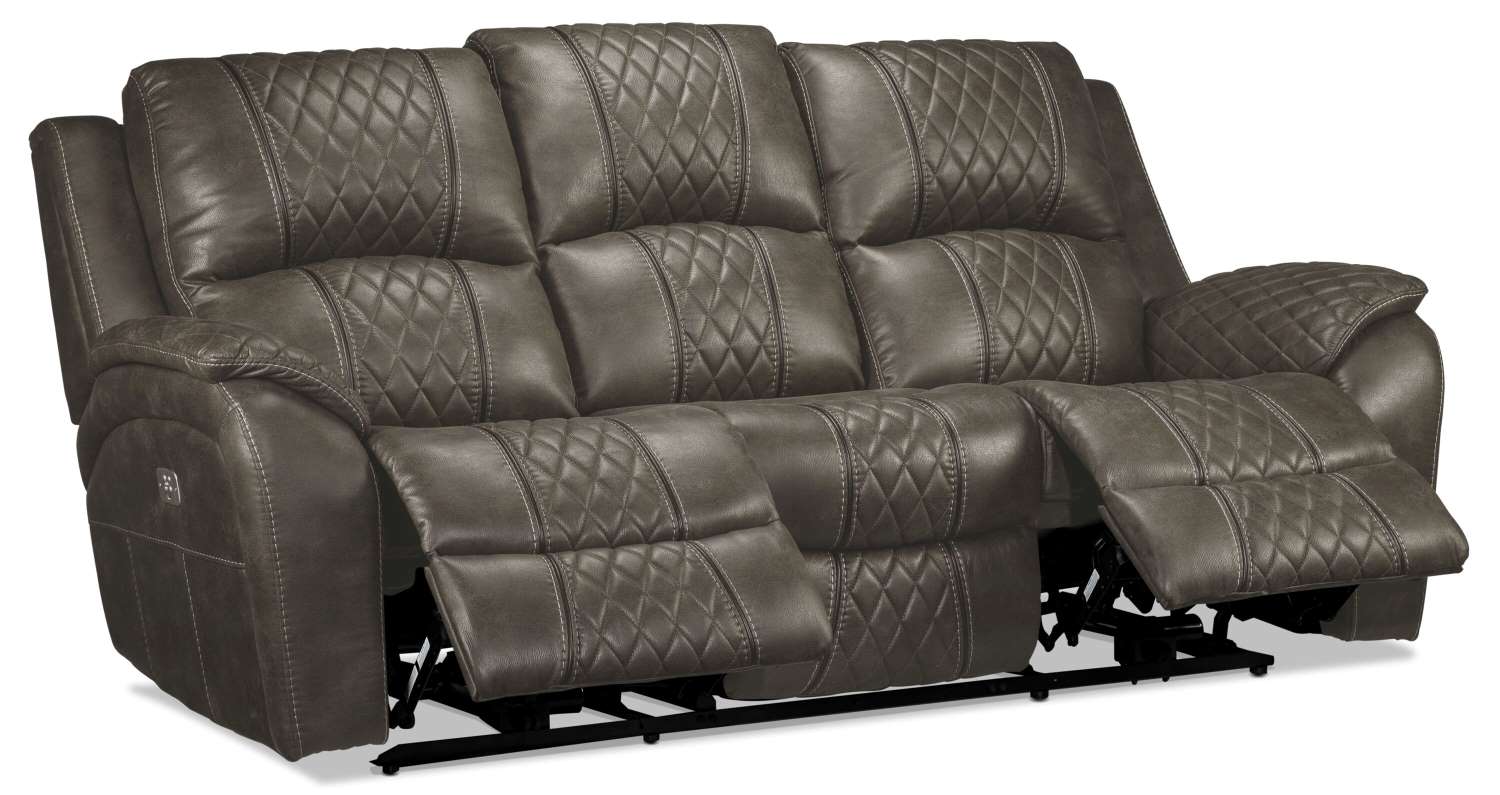 Wesley Dual Power Reclining Sofa, Dual Power Reclining Loveseat w/Console and Dual Power Recliner Set - Granite