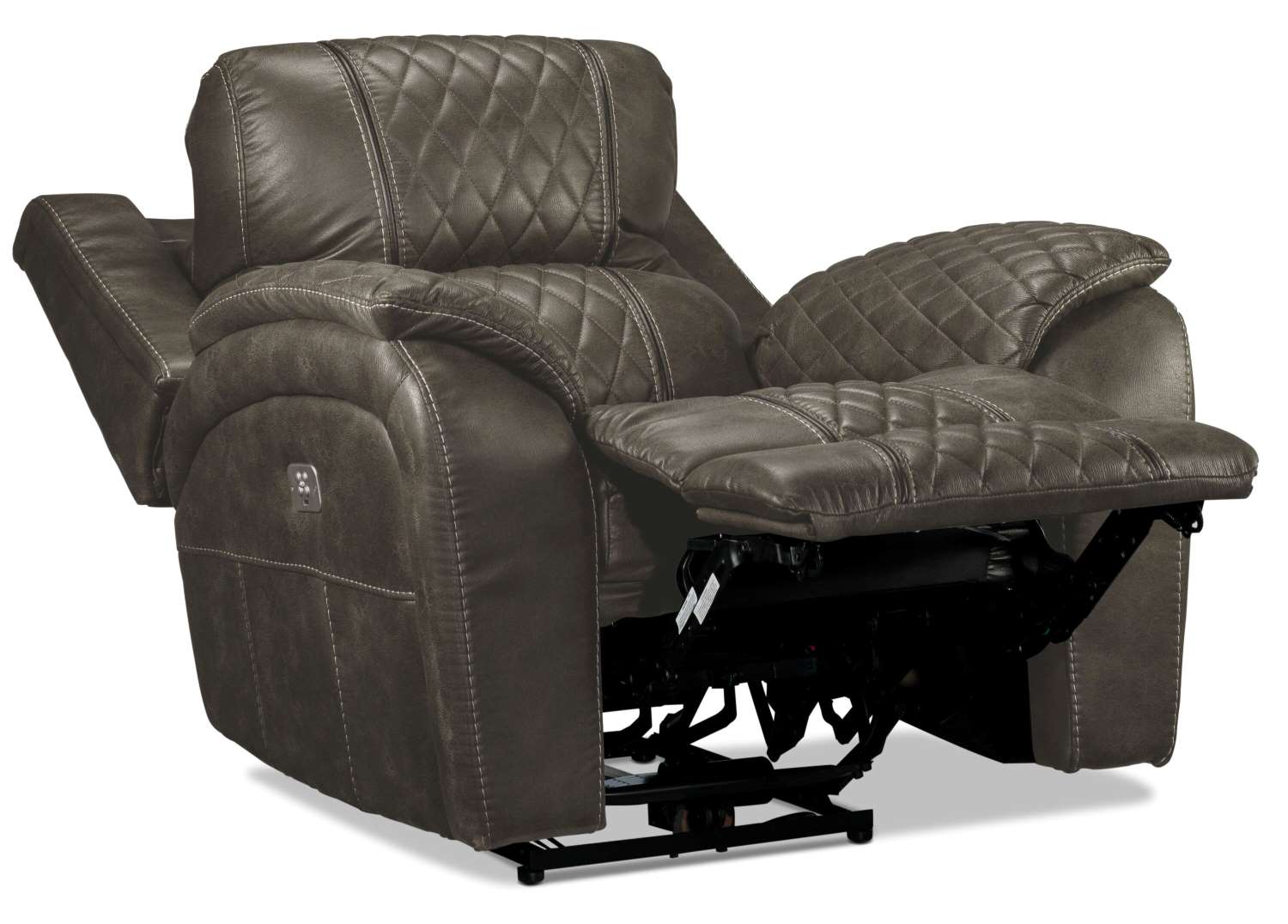 Wesley Dual Power Reclining Sofa, Dual Power Reclining Loveseat w/Console and Dual Power Recliner Set - Granite