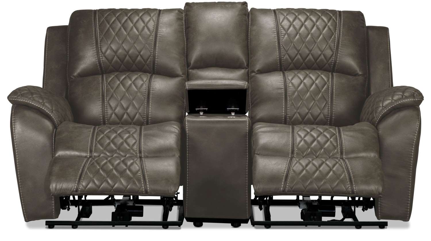 Wesley Dual Power Reclining Loveseat with Console - Granite