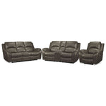 Wesley Dual Power Reclining Sofa, Dual Power Reclining Loveseat w/Console and Dual Power Recliner Set - Granite