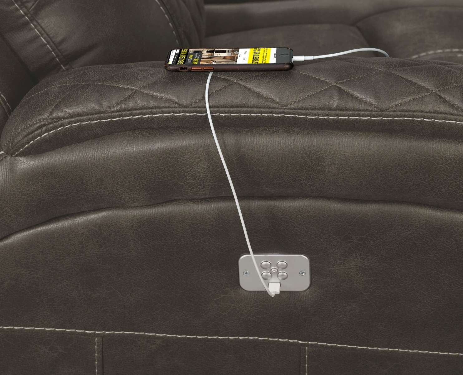 Wesley Dual Power Recliner - Granite