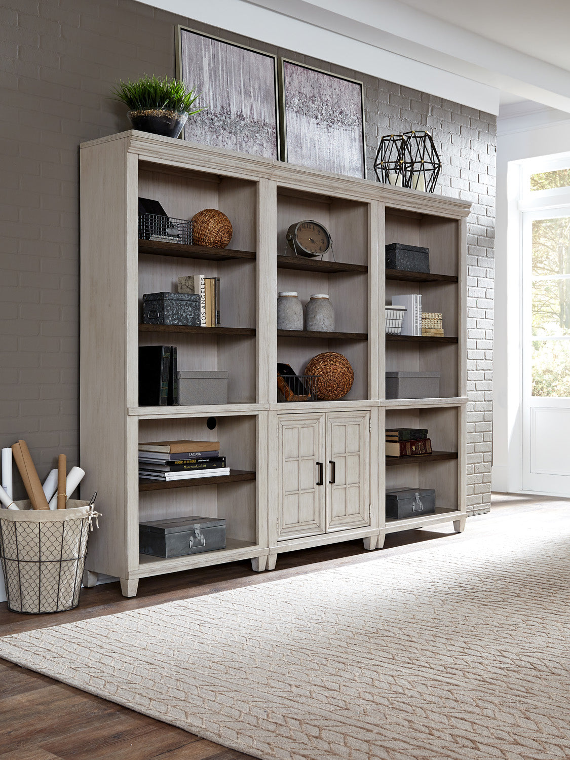 Caraway 2-Door Bookcase - Aged Ivory