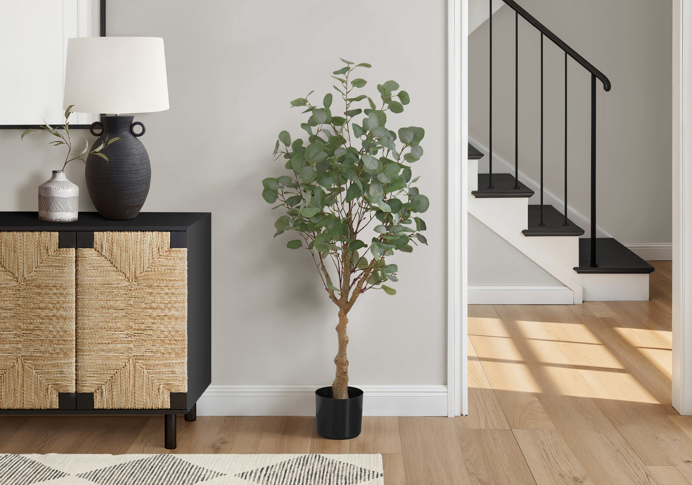 46" Eucalyptus Tree With 5" Black Pot - Green