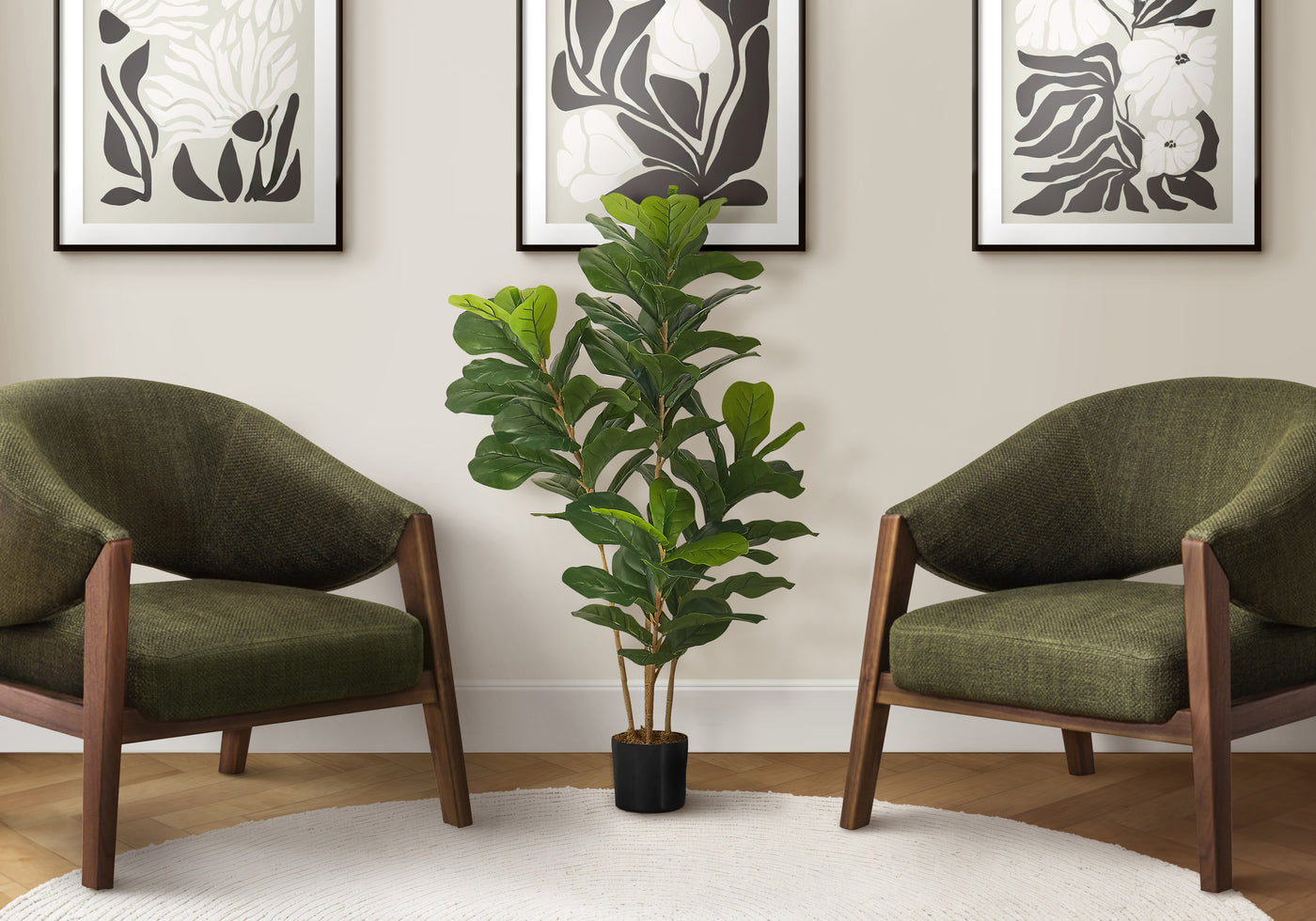 41" Fiddle Tree With 5" Black Pot - Green