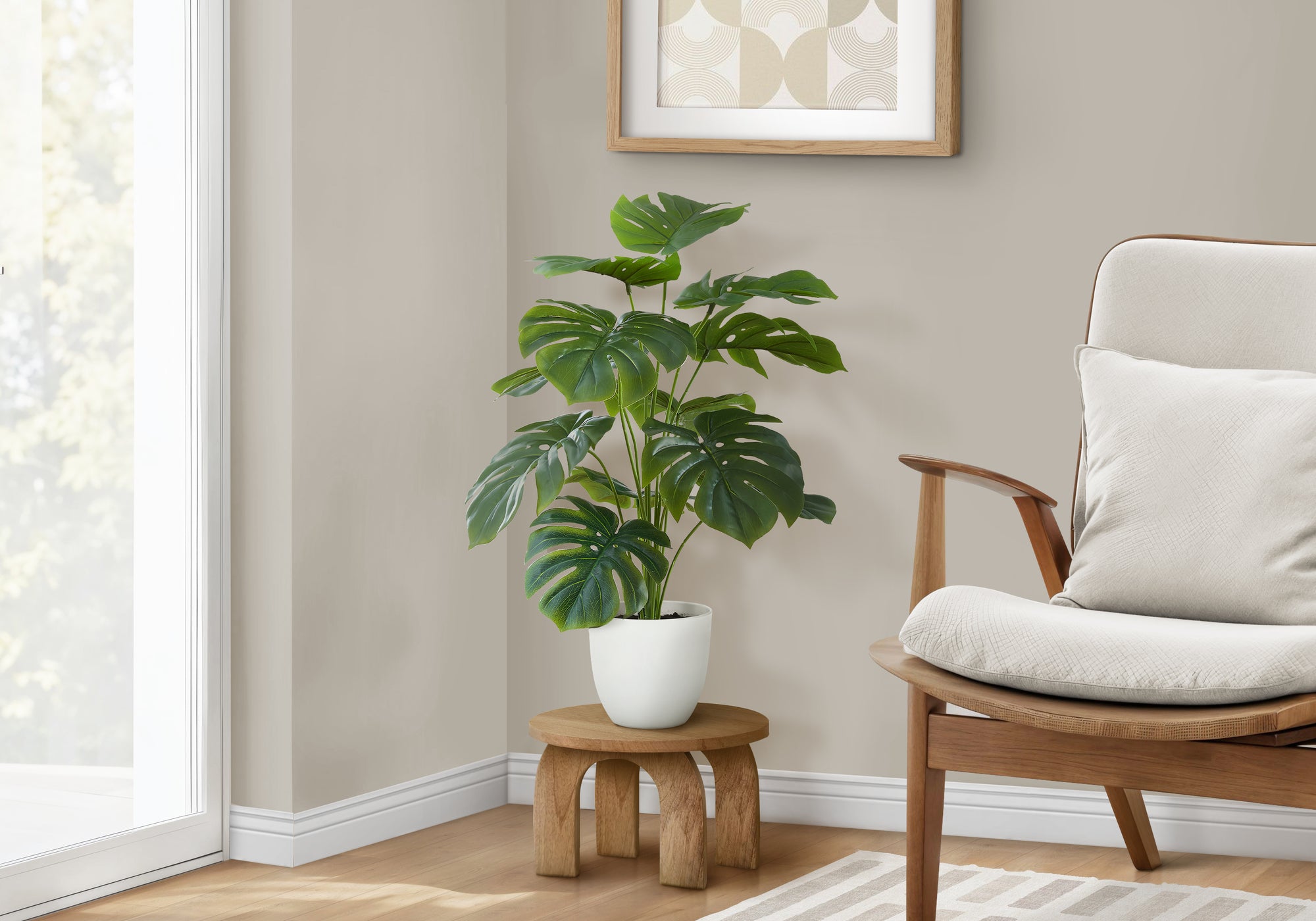 24" Monstera Plant with 5" White Pot - Green - Set of Two