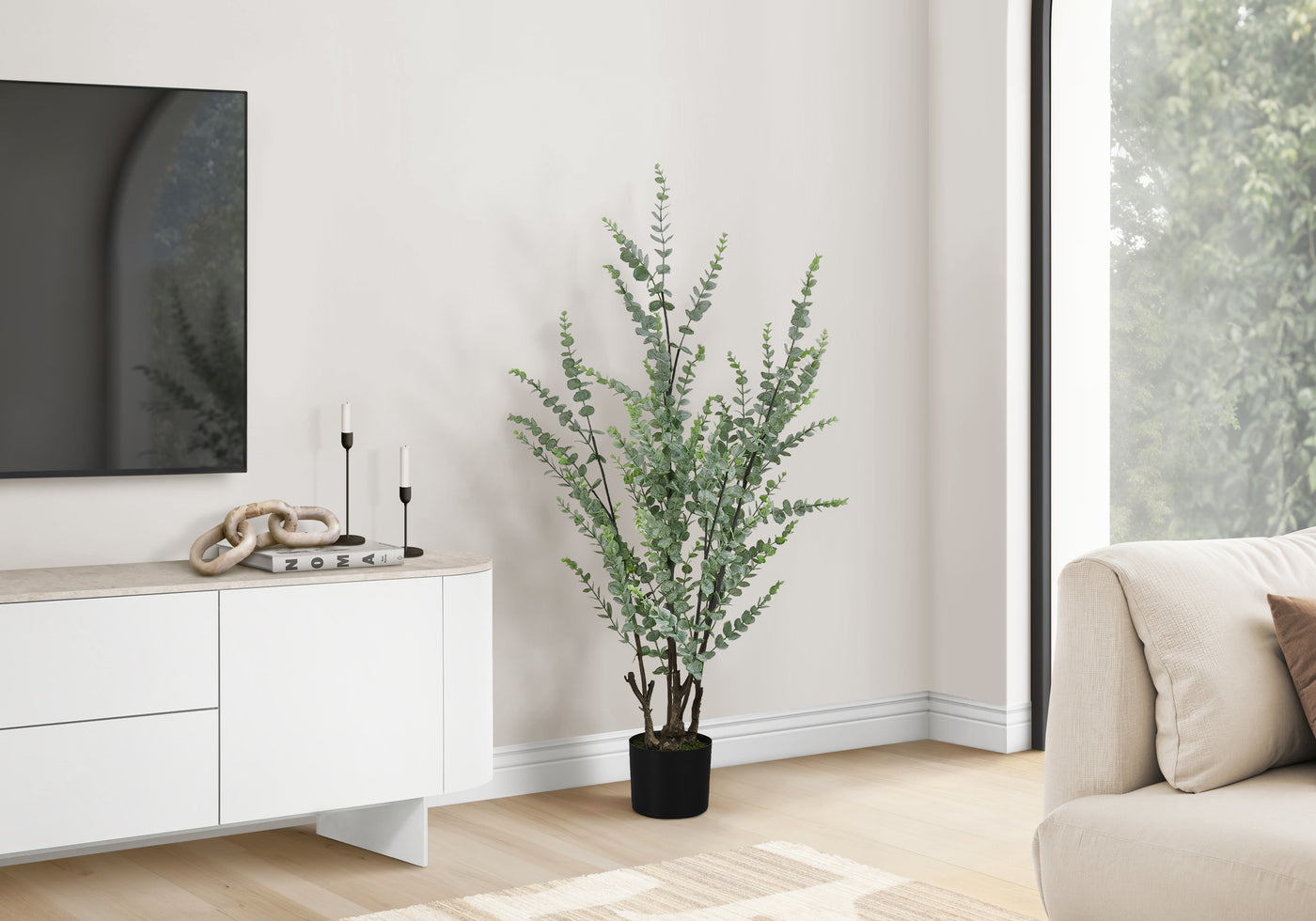 44" Eucalyptus Plant With 5" Black Pot - Green