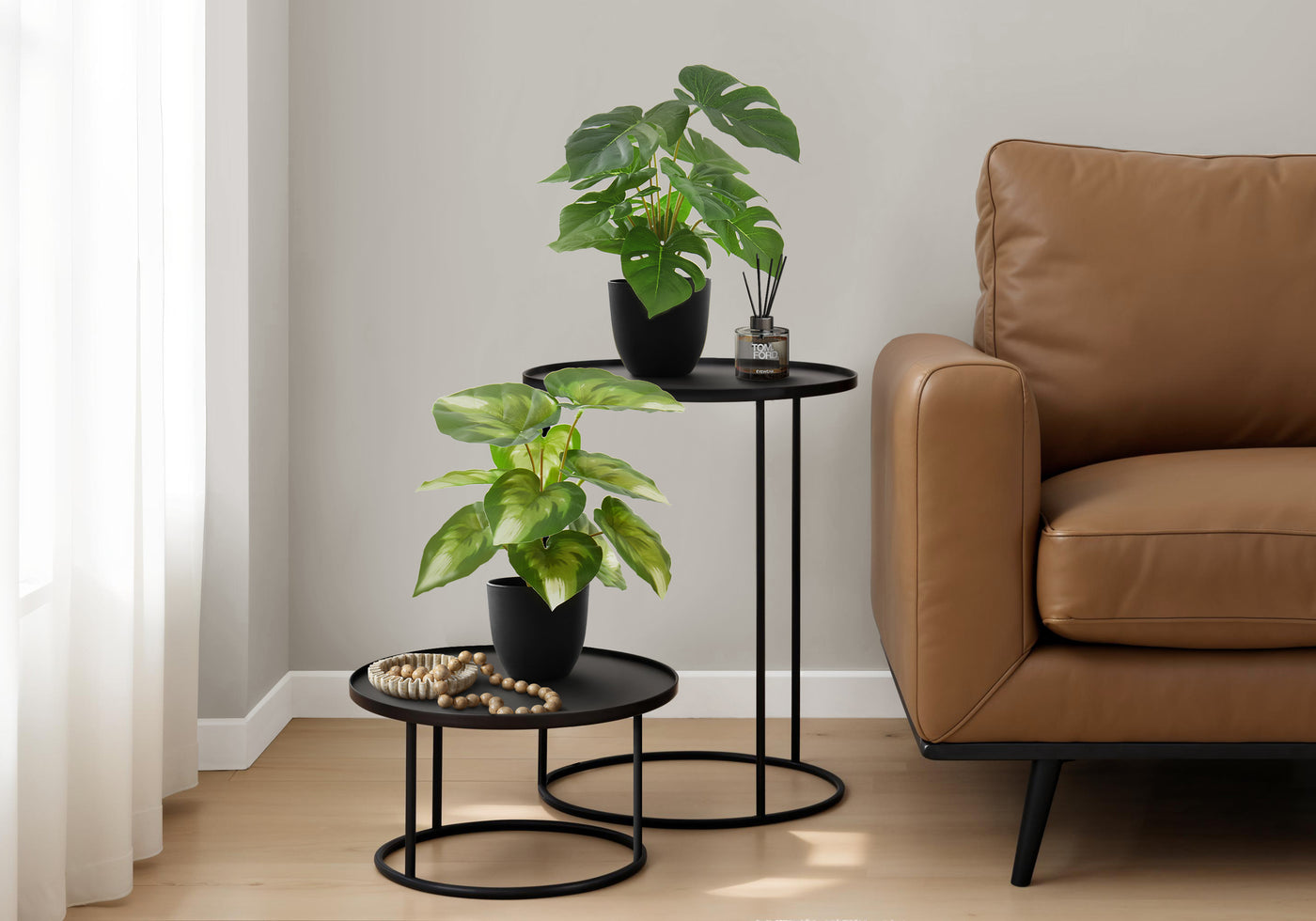 13" Monstera and Calathea Plants with 4" Black Pot - Green - Set of Two