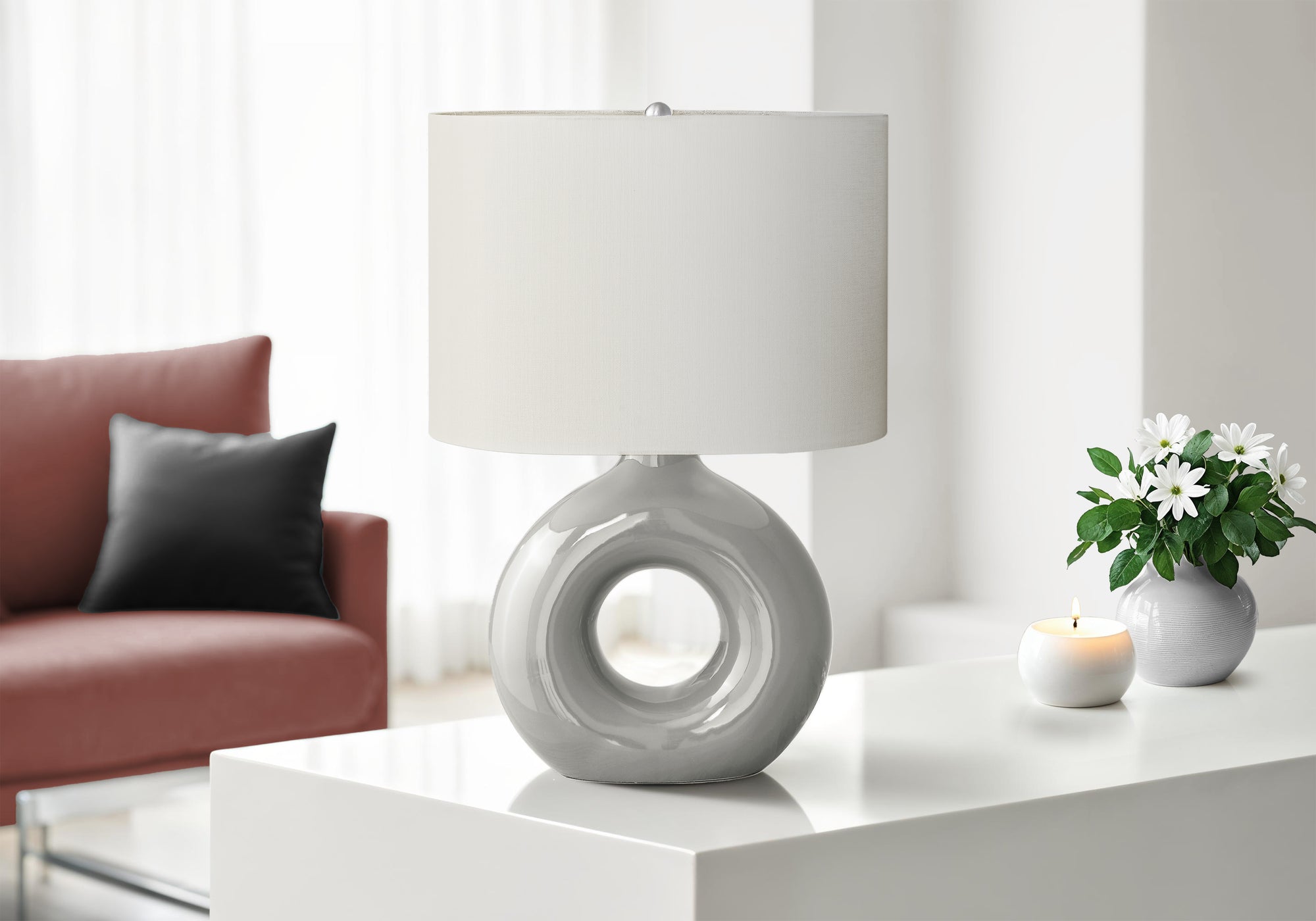 Birch Table Lamp - Light Grey
