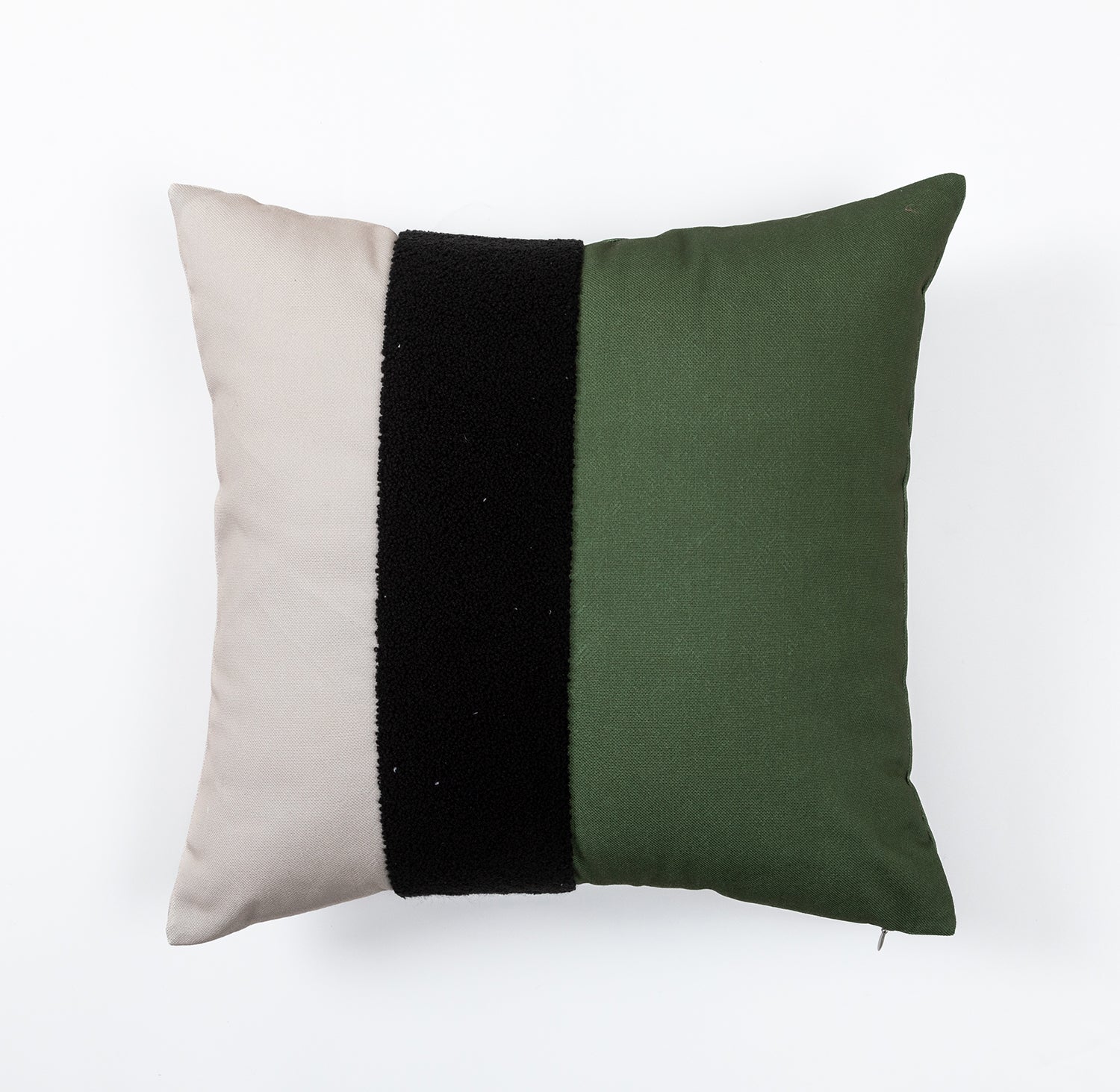 In Full Bloom 18 x 18" Strip Cushion - Green, Black, Beige