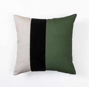 In Full Bloom 18 x 18" Strip Cushion - Green, Black, Beige