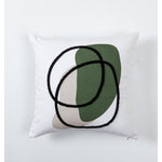 In Full Bloom 18 x 18" Abstract Cushion - Green, Black, Beige