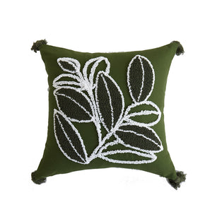 In Full Bloom 18 x 18" Botanical Cushion - Green, White