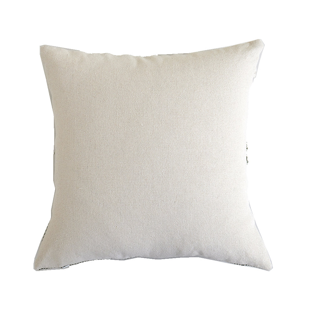 In Full Bloom 18 x 18" Textured Layered Striped Cushion - Green, Ivory