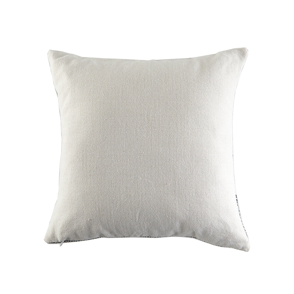 In Full Bloom 18 x 18" Textured Layered Bold Striped Cushion - Green, Ivory