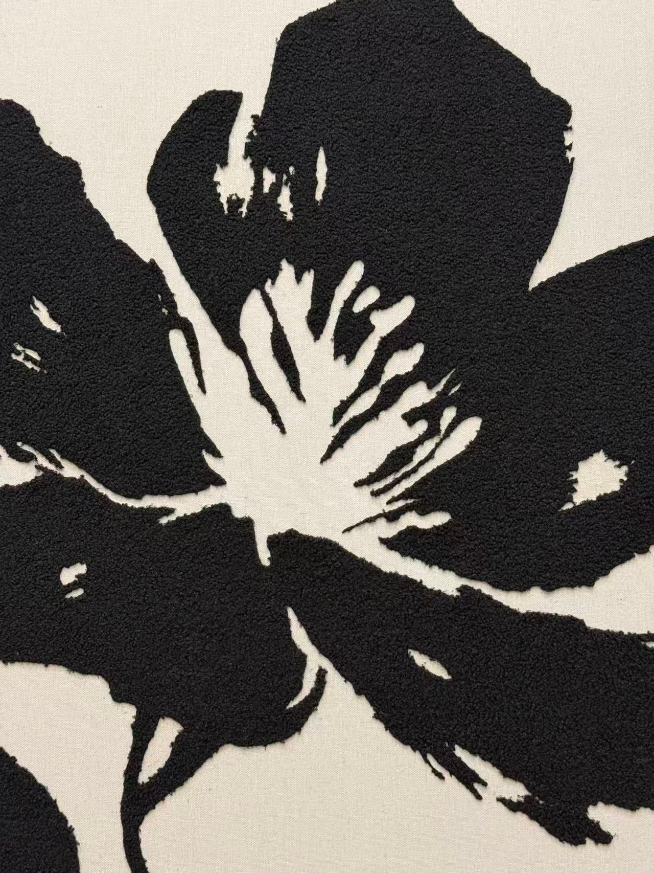 In Full Bloom Botanical Silhouette Wall Art - Ivory, Black