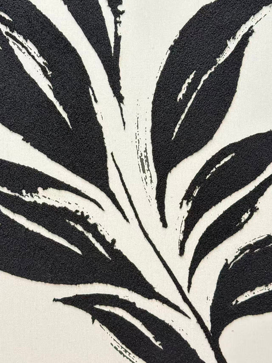 In Full Bloom Bold Black Leaf Wall Art - Ivory, Black