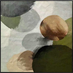 In Full Bloom Modern Abstract Wall Art - Green, Beige, Grey