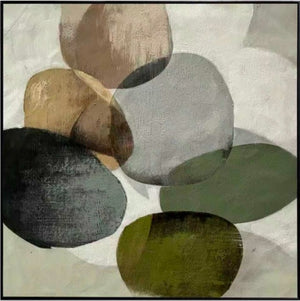 In Full Bloom Modern Abstract Wall Art - Green, Beige, Cream