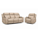 Jackson Power Reclining Sofa and Recliner Set - Pristine with padded headrests, wide arms and leather upholstery