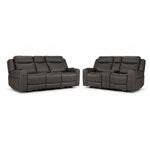 Jackson Leather Power Reclining Sofa and Loveseat Set - Anthracite with plush headrests, wide arms and power controls