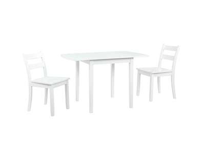 Florian 3-Piece Square Drop Leaf Dining Set - White