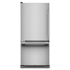KitchenAid 30" 19.0 Cu. Ft. PrintShield Stainless Steel Standard-Depth Bottom Mount Refrigerator - KRBL130SPS