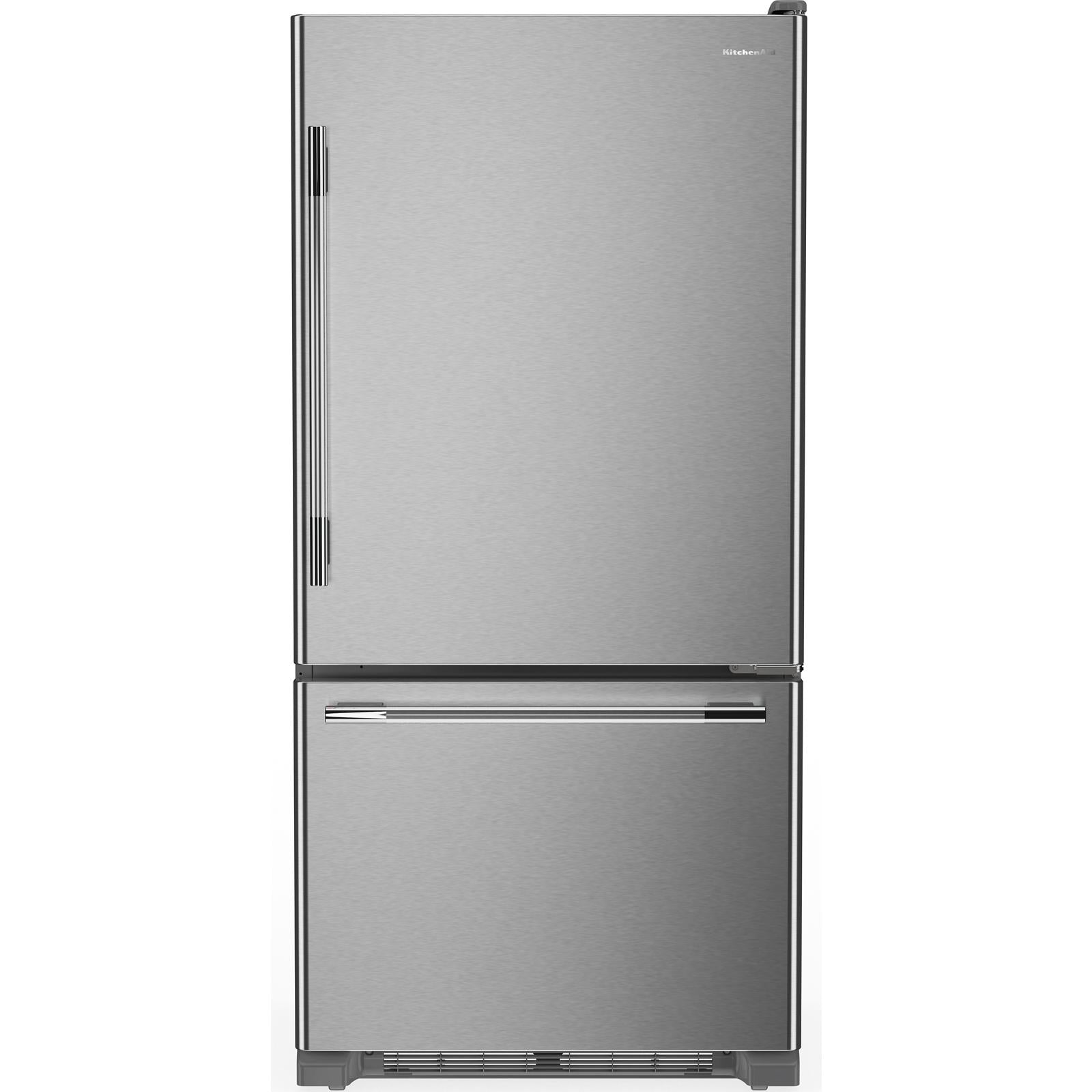 KitchenAid 33" 22 Cu. Ft. PrintShield Stainless Steel Bottom Mount Refrigerator - KRBR133SPS