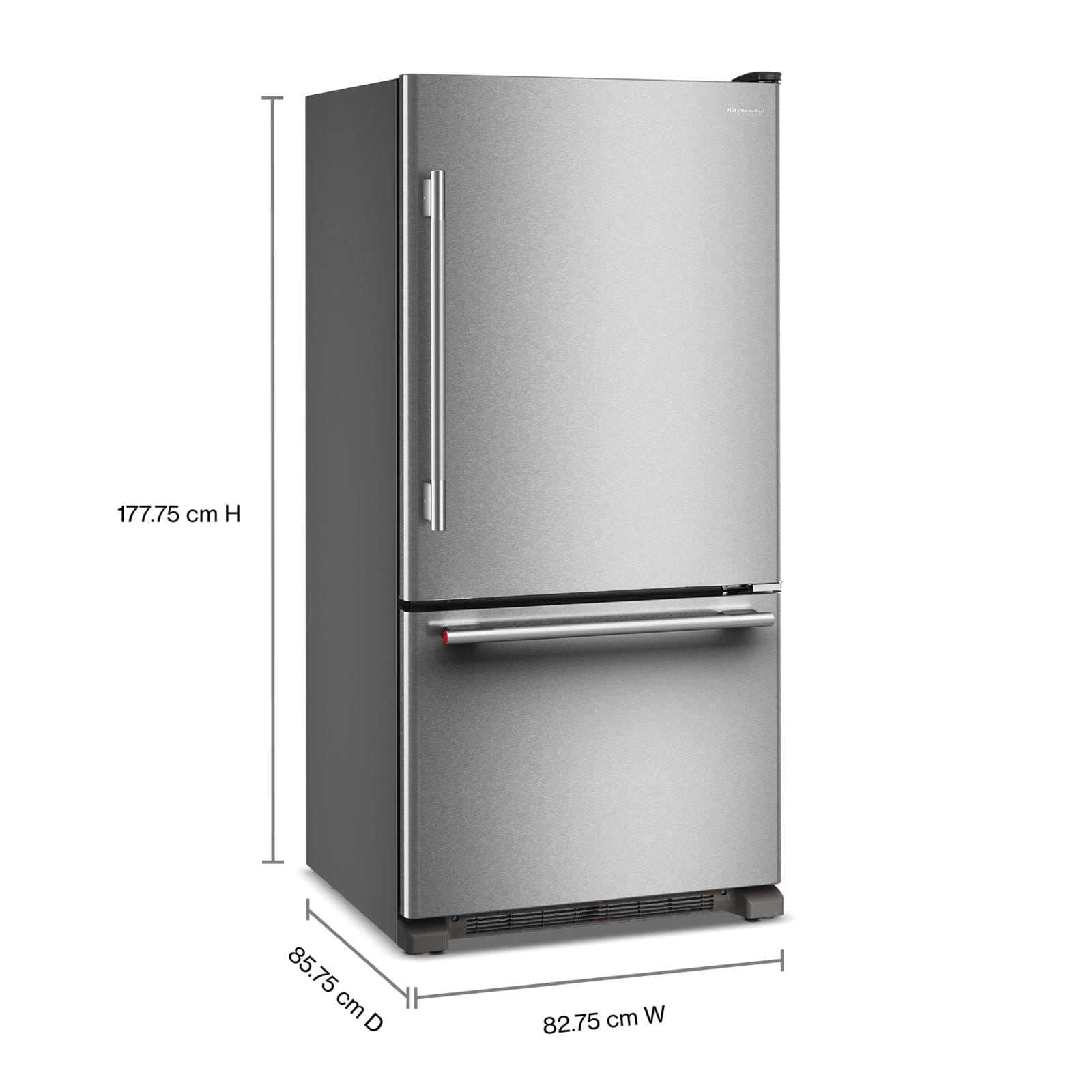 KitchenAid 33" 22 Cu. Ft. PrintShield Stainless Steel Bottom Mount Refrigerator - KRBR133SPS